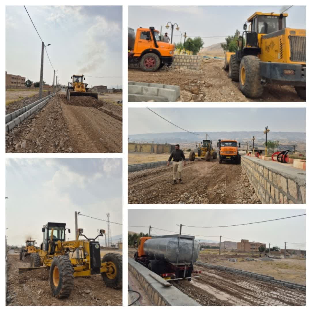 تسطیح و زیرسازی برخی از معابر سطح شهر چشمه شیرین